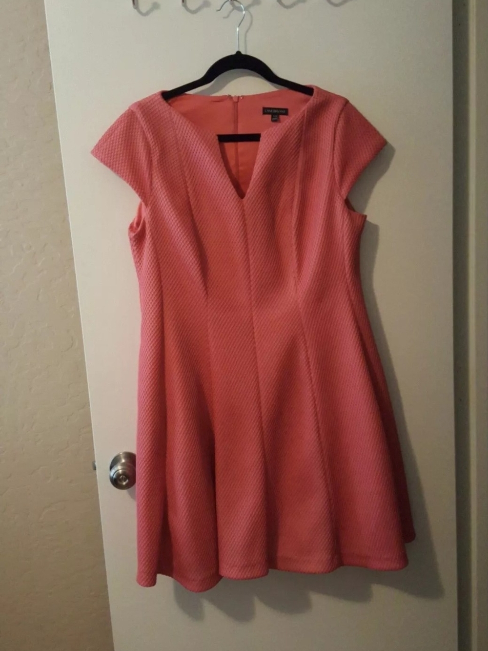 Lane Bryant Coral Textured Fit-and-Flare Dress